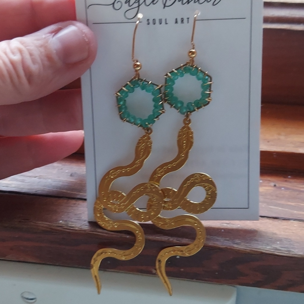 Lightweight gold tone snake earrings